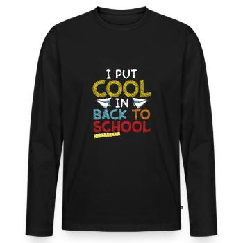 J’ai rendu la rentrée cool - T-shirt manches longues Premium bio Homme - noir - Devant - Nico (187cm)