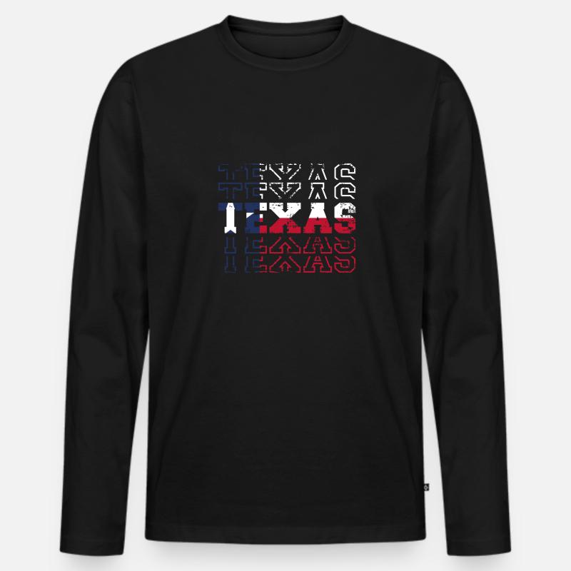 Texasblau, Rot Und Weiß - Männer Premium Bio Langarmshirt - Schwarz