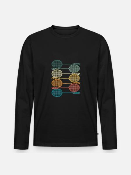 Bunte Badmintonschläger - Männer Premium Bio Langarmshirt - Schwarz