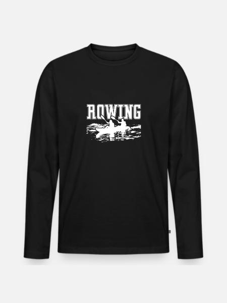 Rowing team in canoe - Men's Premium Organic Long Sleeve Shirt - black