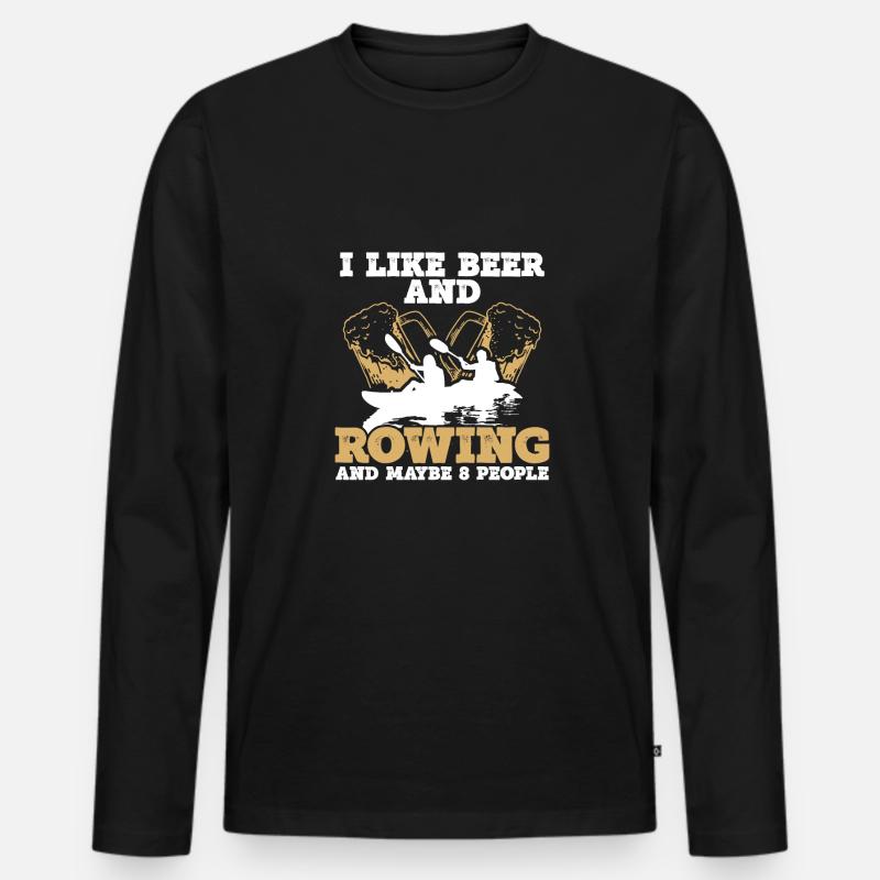 Ich Mag Bier Und Rudern - Männer Premium Bio Langarmshirt - Schwarz