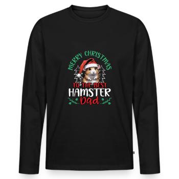 Joyeux papa hamster de Noël - T-shirt manches longues Premium bio Homme - noir - Devant - Nico (187cm)