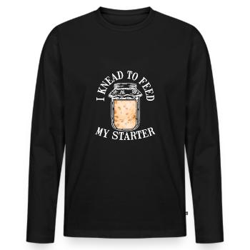 Ich Knete, Um Den Teig Mit Dem Starter - Männer Premium Bio Langarmshirt - Schwarz - Vorne - Nico (187cm)