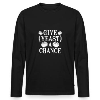 Donnez une chance à la levure - T-shirt manches longues Premium bio Homme - noir - Devant - Nico (187cm)