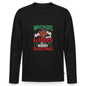 Whiskers and wishes - Men's Premium Organic Long Sleeve Shirt - black - Front - Nico (187cm)