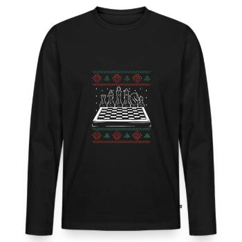 Échiquier de Noël - T-shirt manches longues Premium bio Homme - noir - Devant - Nico (187cm)