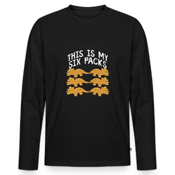 Dino nuggets in a six-pack - Men's Premium Organic Long Sleeve Shirt - black - Front - Nico (187cm)