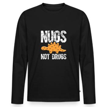 Dino nuggets instead of drugs - Men's Premium Organic Long Sleeve Shirt - black - Front - Nico (187cm)