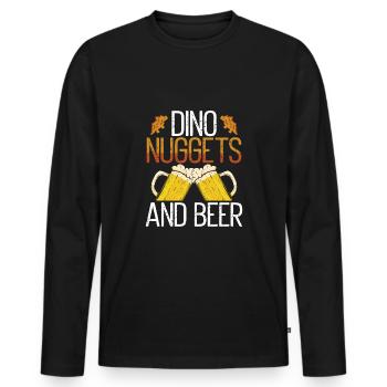 Dino nuggets and beer - Men's Premium Organic Long Sleeve Shirt - black - Front - Nico (187cm)