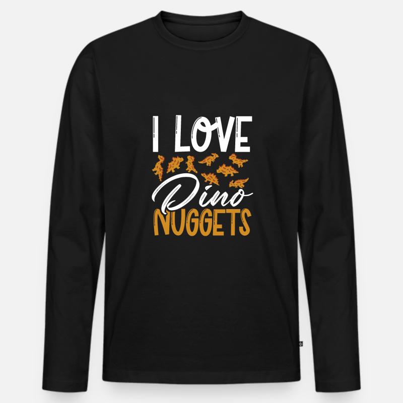 Ich Liebe Dino Nuggets - Männer Premium Bio Langarmshirt - Schwarz
