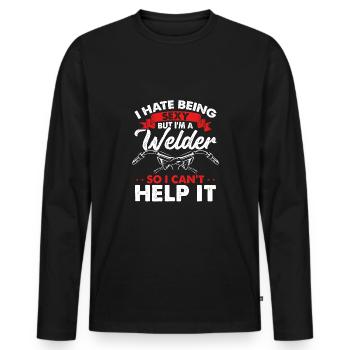 Sexy, mais je suis soudeuse - T-shirt manches longues Premium bio Homme - noir - Devant - Nico (187cm)