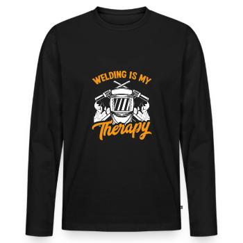 La soudure est ma thérapie - T-shirt manches longues Premium bio Homme - noir - Devant - Nico (187cm)