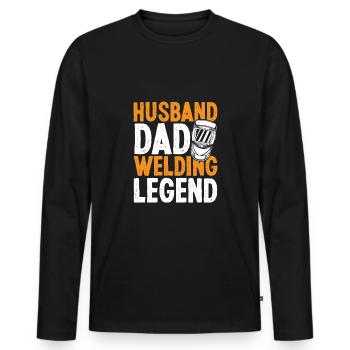 Mari Papa Légende de la soudure - T-shirt manches longues Premium bio Homme - noir - Devant - Nico (187cm)