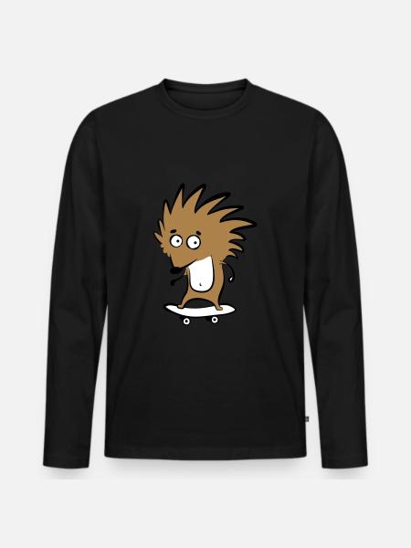 Skate-hedgehog "Knut H. Heckmann" - Men's Premium Organic Long Sleeve Shirt - black