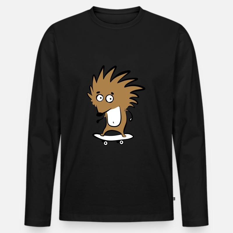 Skate-Igel "Knut H. Heckmann" - Männer Premium Bio Langarmshirt - Schwarz