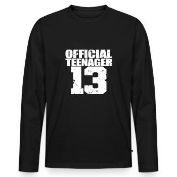 Adolescent officiel 13, cadeau cool 13e anniversaire - T-shirt manches longues Premium bio Homme - noir - Devant - Nico (187cm)