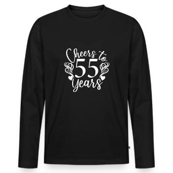 Cheers To 55 Years 55th Birthday Anniversary - Men's Premium Organic Long Sleeve Shirt - black - Front - Nico (187cm)