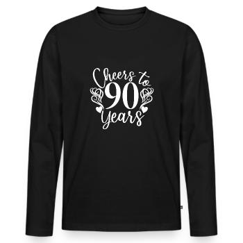 Cheers To 90 Years 90th Birthday Anniversary - Men's Premium Organic Long Sleeve Shirt - black - Front - Nico (187cm)