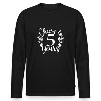 Cheers To 5 Years 5th Birthday Anniversary - Men's Premium Organic Long Sleeve Shirt - black - Front - Nico (187cm)