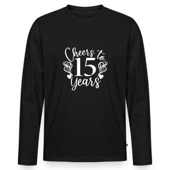 Cheers To 15 Years 15th Birthday Anniversary - Men's Premium Organic Long Sleeve Shirt - black - Front - Nico (187cm)