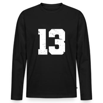 Cool Number 13 - 13 ans 13th Birthday Gift - T-shirt manches longues Premium bio Homme - noir - Devant - Nico (187cm)