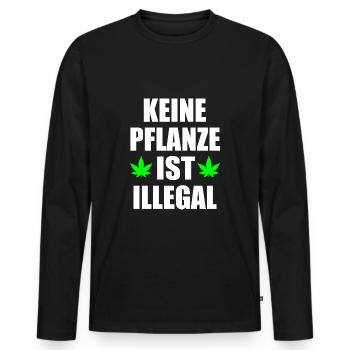 keine pflanze ist illegal - Männer Premium Bio Langarmshirt - Schwarz - Vorne - Nico (187cm)