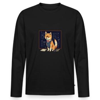 Dog Shiba Inu teacher lesson school blackboard - Men's Premium Organic Long Sleeve Shirt - black - Front - Nico (187cm)