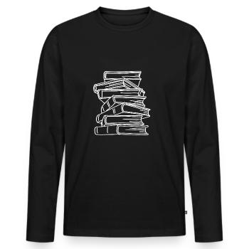 Books pile of books - Men's Premium Organic Long Sleeve Shirt - black - Front - Nico (187cm)