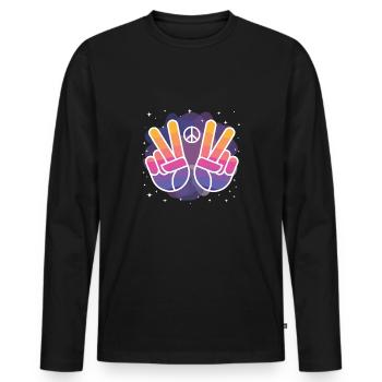Peace - Männer Premium Bio Langarmshirt - Schwarz - Vorne - Nico (187cm)