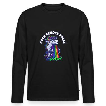 Fuck Gender Roles - Männer Premium Bio Langarmshirt - Schwarz - Vorne - Nico (187cm)