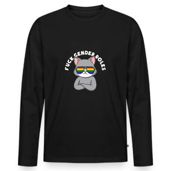 Fuck Gender Roles - Männer Premium Bio Langarmshirt - Schwarz - Vorne - Nico (187cm)