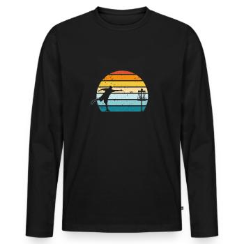 Disc Golf - Disc Golfing Player Ultimate Frisbee - Men's Premium Organic Long Sleeve Shirt - black - Front - Nico (187cm)