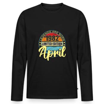 Birthday Saying Legends are born April 1982 - Men's Premium Organic Long Sleeve Shirt - black - Front - Nico (187cm)
