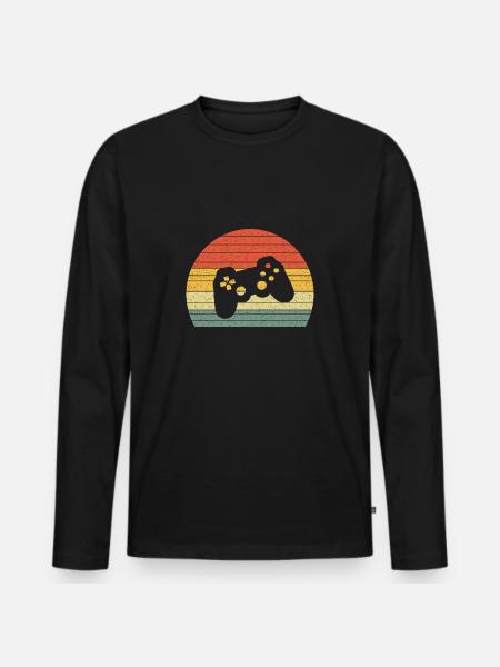 Controller Vintage Retro - Männer Premium Bio Langarmshirt - Schwarz