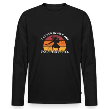 Behindert Amputation Rollstuhl lustiger Spruch - Männer Premium Bio Langarmshirt - Schwarz - Vorne - Nico (187cm)