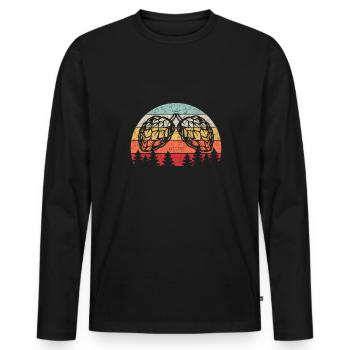 Hopfen Vintage Retro Craft Bier Liebhaber Brauen G - Männer Premium Bio Langarmshirt - Schwarz - Vorne - Nico (187cm)