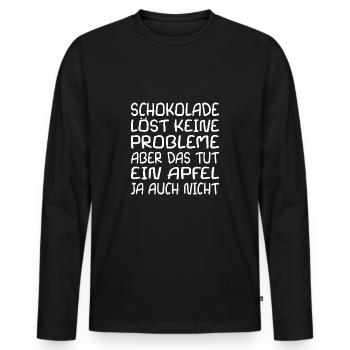 Schokolade Spruch Fun - Männer Premium Bio Langarmshirt - Schwarz - Vorne - Nico (187cm)