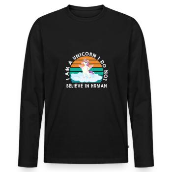 Lustiger Einhorn Spruch I Einhörner - Männer Premium Bio Langarmshirt - Schwarz - Vorne - Nico (187cm)