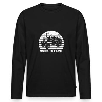 Lustiger Landwirt Spruch mit Traktor - Männer Premium Bio Langarmshirt - Schwarz - Vorne - Nico (187cm)