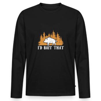 I'd Bait That - Men's Premium Organic Long Sleeve Shirt - black - Front - Nico (187cm)