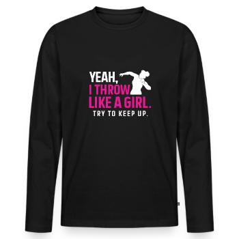Kugelstoßen Werfen Leichtathletik - Männer Premium Bio Langarmshirt - Schwarz - Vorne - Nico (187cm)