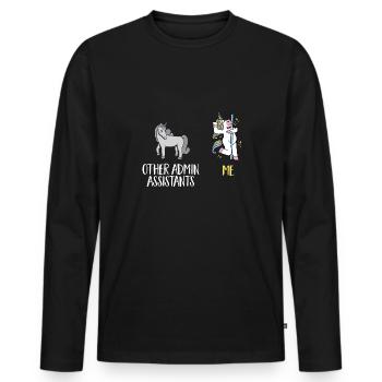 Secrétaire, Adjointe administrative, Commis de bureau - T-shirt manches longues Premium bio Homme - noir - Devant - Nico (187cm)