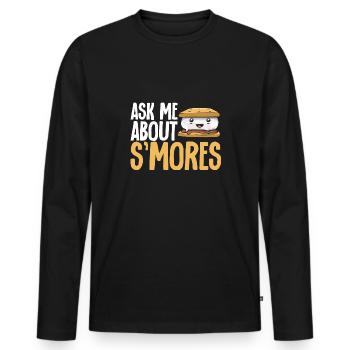 S'more Lagerfeuer Marshmallow Camping - Männer Premium Bio Langarmshirt - Schwarz - Vorne - Nico (187cm)