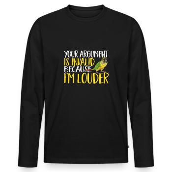 Molina Parakeet Parrot Bird Parakeet - Men's Premium Organic Long Sleeve Shirt - black - Front - Nico (187cm)