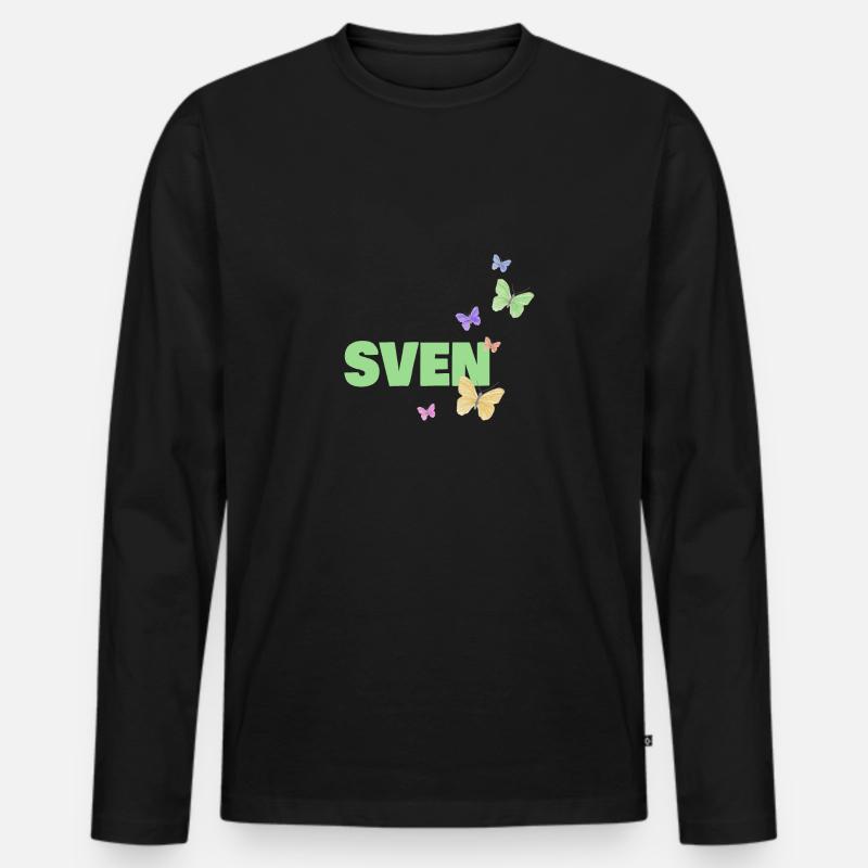 Sven als Sven - Männer Premium Bio Langarmshirt - Schwarz