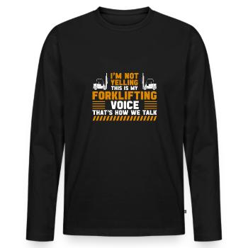 Forklift operator voice funny forklift driver - Men's Premium Organic Long Sleeve Shirt - black - Front - Nico (187cm)