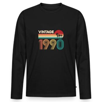 Vintage 1990 30e anniversaire trente ans cadeau - T-shirt manches longues Premium bio Homme - noir - Devant - Nico (187cm)