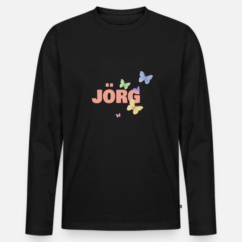 Jörg - Männer Premium Bio Langarmshirt - Schwarz