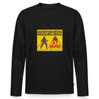 Feuerwehrmann Feuerwehr & Sprüche - Männer Premium Bio Langarmshirt - Schwarz - Vorne - Nico (187cm)