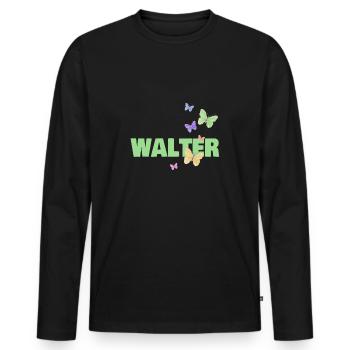 Geschenk für Walter - Männer Premium Bio Langarmshirt - Schwarz - Vorne - Nico (187cm)